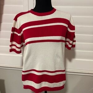 Carolyn Taylor Red and Cream Striped Sweater